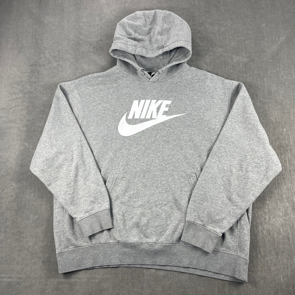 Nike Mens XXL Gray Hoodie Pullover Futura Logo Fleece Graphic Pocket